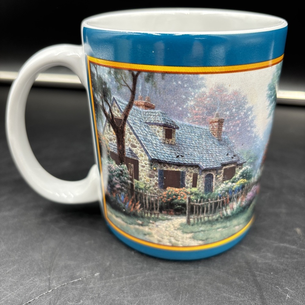 Thomas Kinkade Painter Of Light Foxglove Cottage Coffee Cup Mug 1999 Encore VTG
